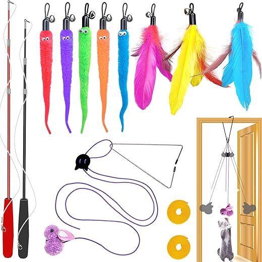 ZPH Cat Toys Interactive, 2PCS Retractable Wand