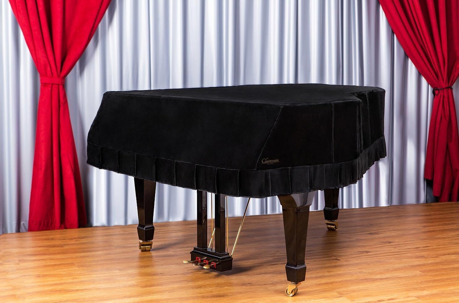 Clairevoire Classic Velvet Grand Piano Cover (Charcoal Black, C6)
