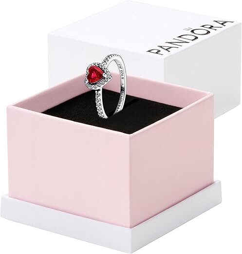 Pandora Elevated Red Heart Sterling Ring