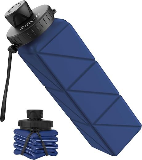 Infitran Foldable Leak-Proof Silicone Water Bottle, DarkBlue