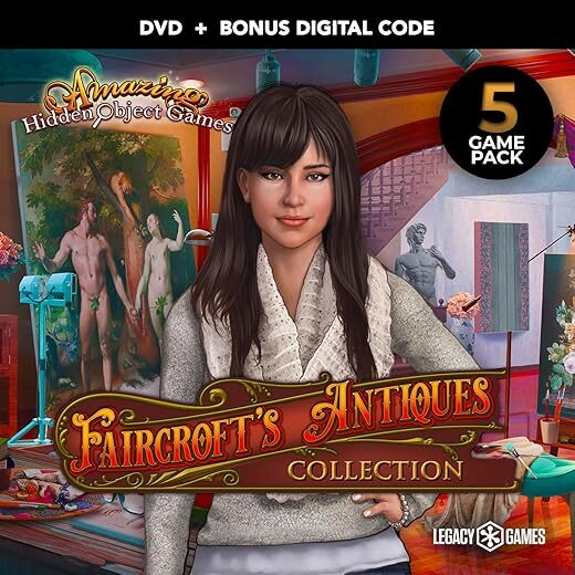 Legacy Games Hidden Object Adventure Games – Faircroft’s Antiques Collection, 5 Game DVD Pack + Digital Download Codes (PC)