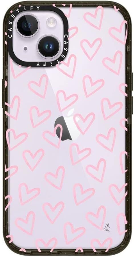 CASETiFY Impact iPhone 14 Case – Hearts/Light Pink