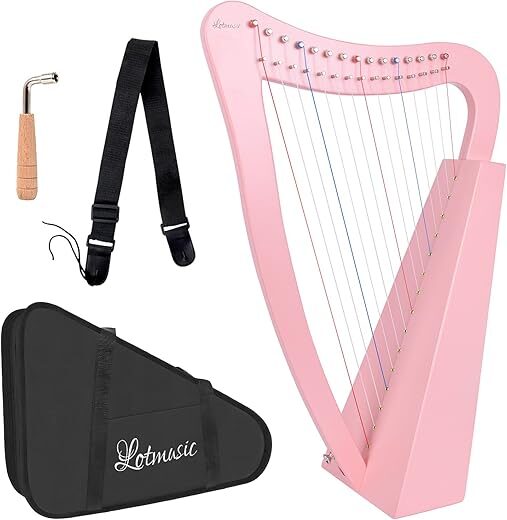 lotmusic Lyre Harp, 15 Strings Solid Birchwood