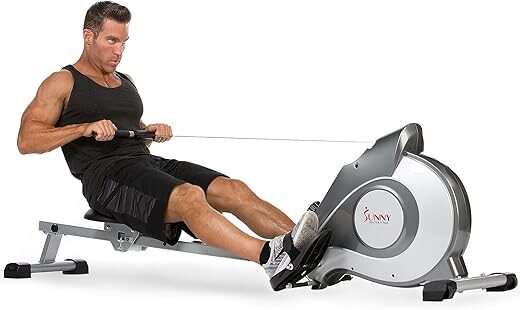 Sunny Health & Fitness Magnetic Rowing Machine With Extended Slide Rail