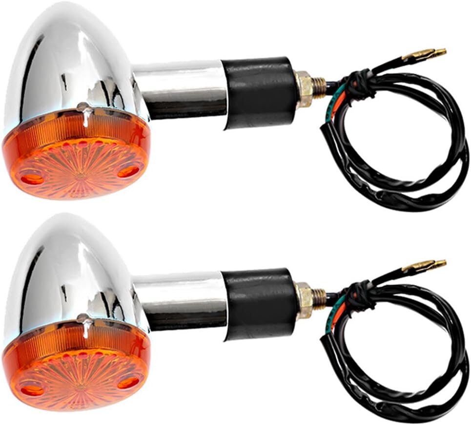 Aynaxcol Motorcycle Amber Chrome Bullet Lights