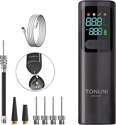 TONUNI Portable Electric Ball Pump with Digital Gauge