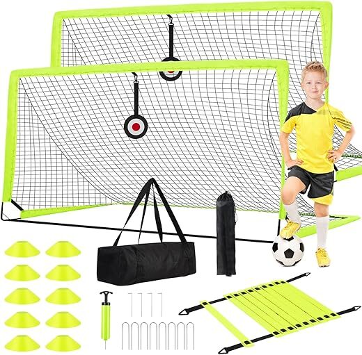 Enmons Set of 2 Portable 6×4 ft Soccer Goals