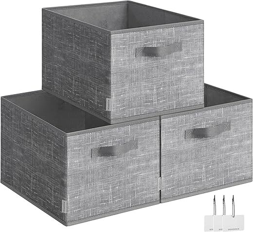 SONGMICS Set of 3 Foldable Fabric Storage Bins