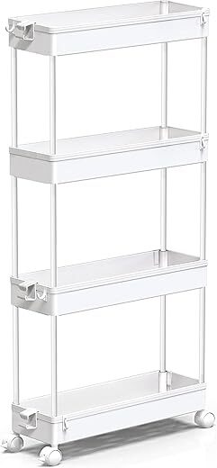 SPACEKEEPER Slim 4-Tier Rolling Bathroom Storage Cart
