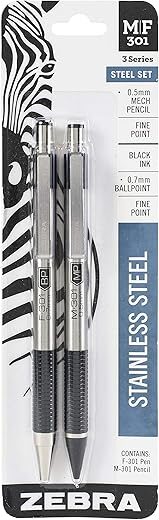 Zebra Pen Stainless Steel Pen & Pencil Set
