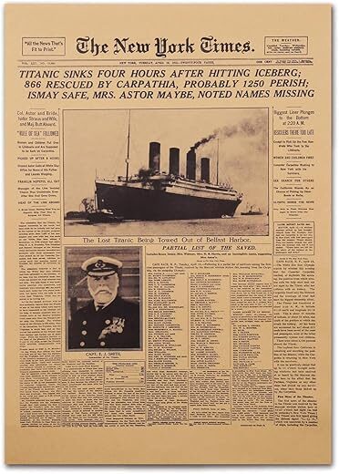 HAOHUODUO Vintage Titanic Disaster Poster By The New York Times