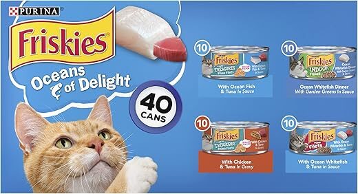 Friskies Wet Cat Food Variety Pack – Oceans of Delight 5.5 oz. Cans (Pack of 40)